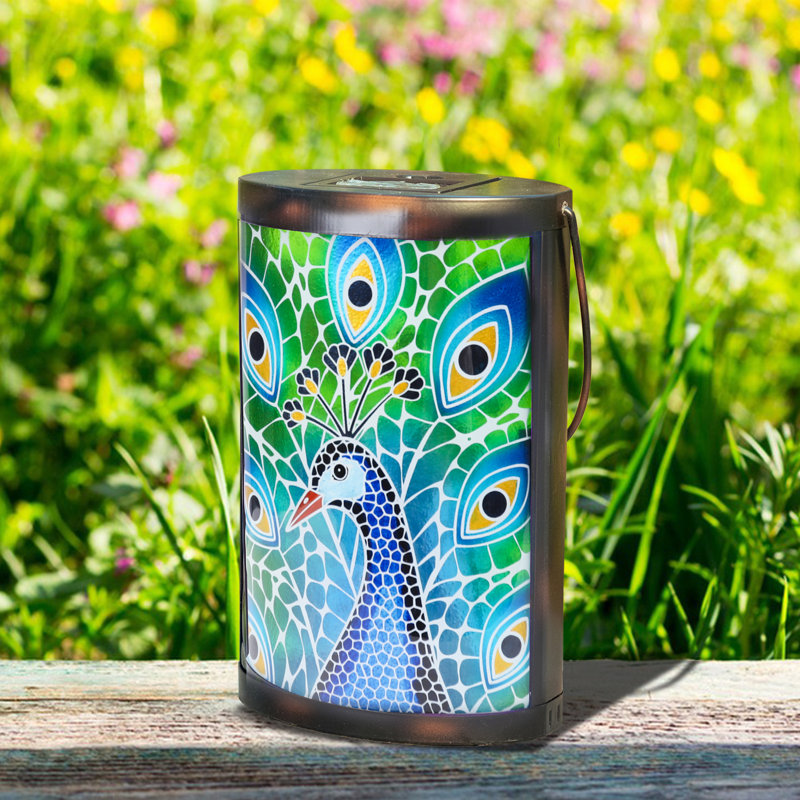 Outdoor Hanging Solar Lantern,solar Powered Energy Led Light Lantern,peacock Pattern For Outdoor Patio Garden Yard Decoration