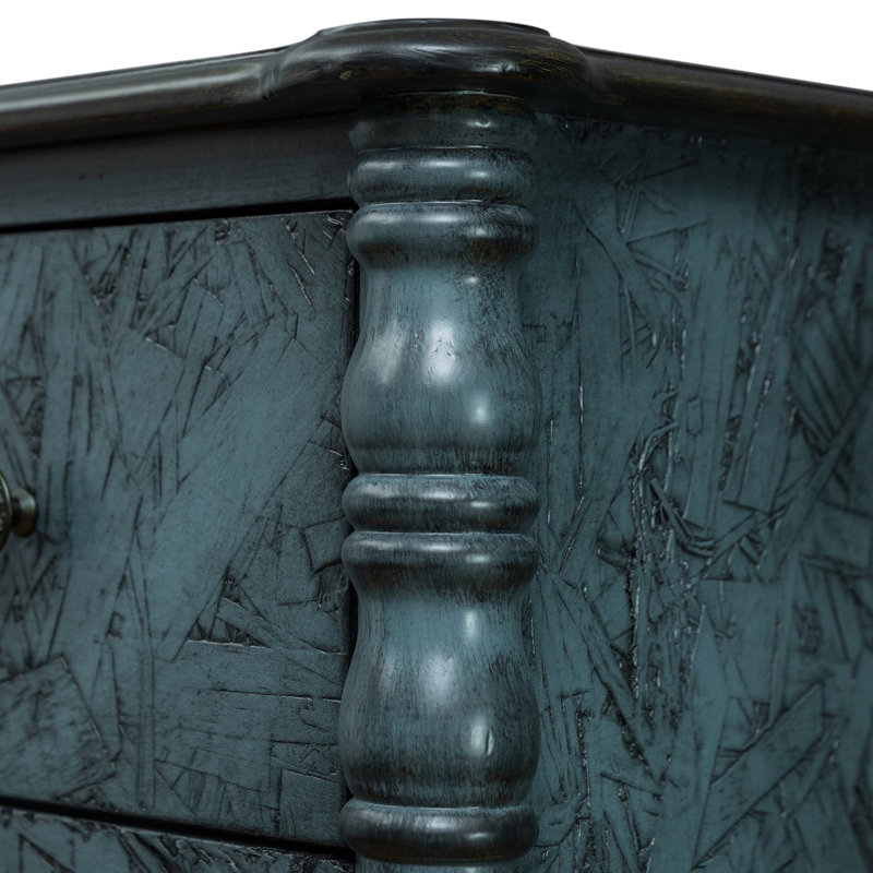 Buffet en bois de 81 cm de hauteur, commode à 4 tiroirs pour chambre, couloir ou entrée., Marine