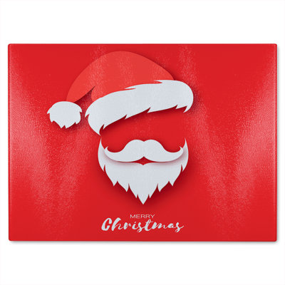Santa Claus Hat And Beard Dining Glass Chopping Board