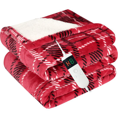 PFASDFW Heated Throw Blanket, Electric Throw Blanket with Faux Fur and Sherpa, 10 Heat Settings, 8-Hour Auto Shut-Off, Overheat Protection, Machine Washable