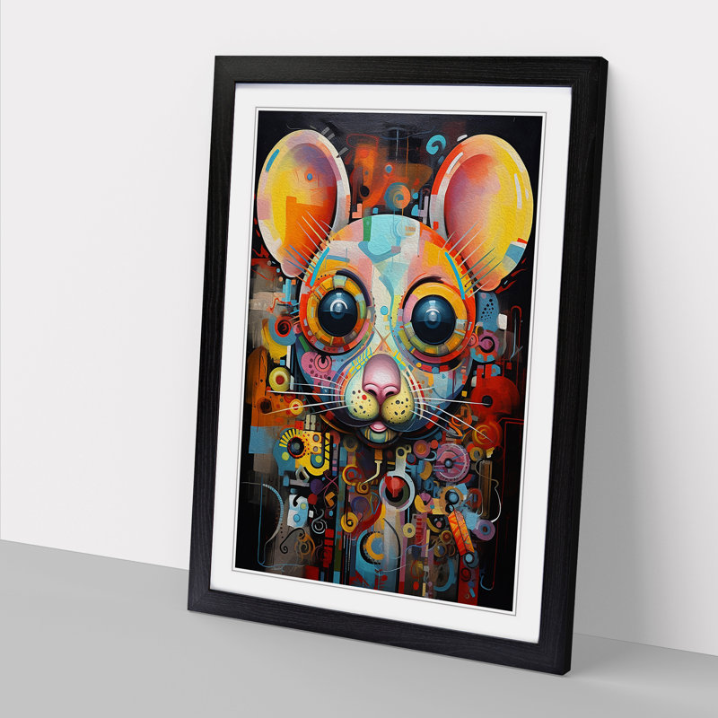 Mouse Abstract No.2 - Single Picture Frame Print on Wood, Black Framed, 46cm H x 34cm W x 2" D