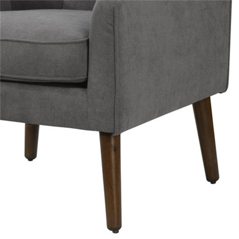 Fauteuil capitonné en tissu tissé gris moderne Mid-Century de 25 po Ruggiero, Gris foncé