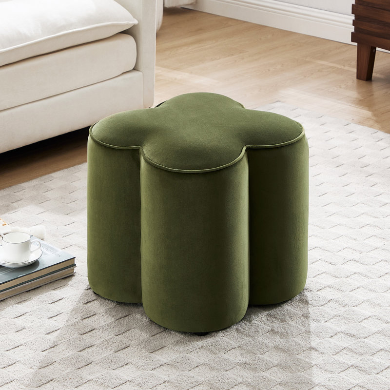 Leiani Modern 47 cm W Upholstered Ottoman, Green