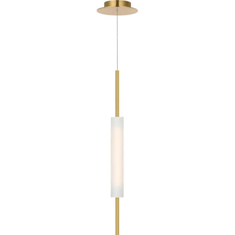 Windchime 3" Single Pendant with Soft Etched Glass, Soft Brass