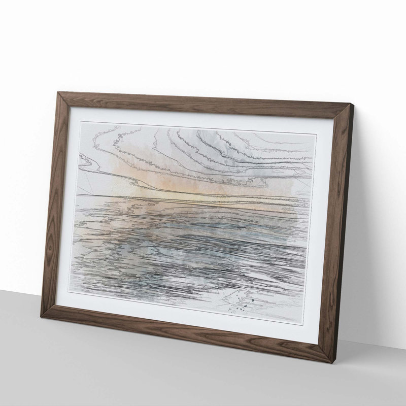 Tranquil Lake Michigan in Abstract - Framed Print, 40cm H x 60cm W x 2cm D, Walnut