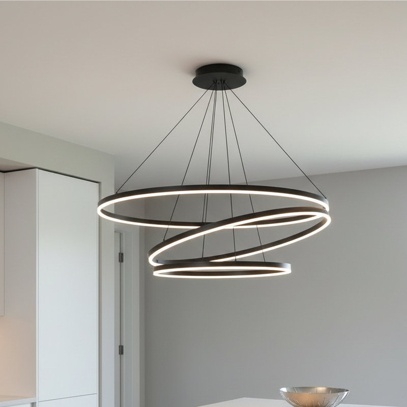 Luminaire suspendu de 31,5 pouces à DEL avec interrupteur 3000K en aluminium, 59" H x 39.3" W x 39.3" D