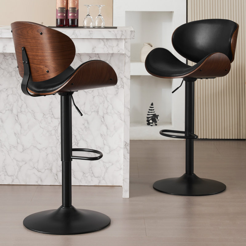 Swivel Adjustable Height Bar Stools, Black