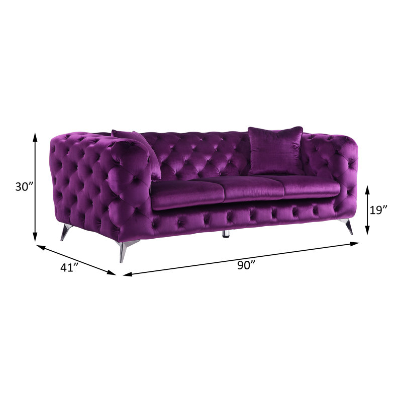 Canapé Godsey, Tissu mauve, H 30 po x l 90 po x P 41 po