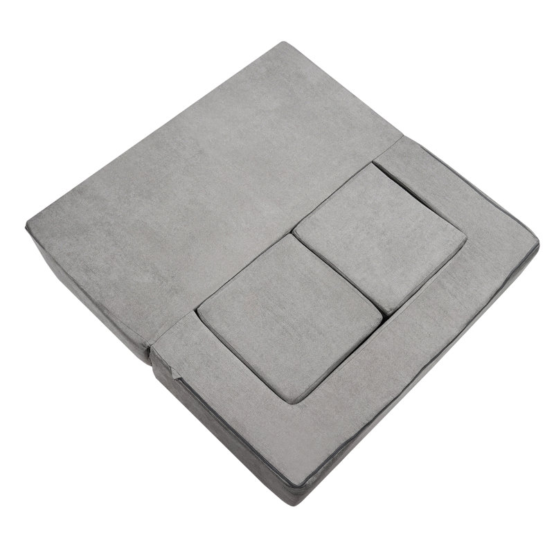 Boneless Modular Kids Play Couch 4Pcs DIY Creative Child Sectional Sofa Dark Grey