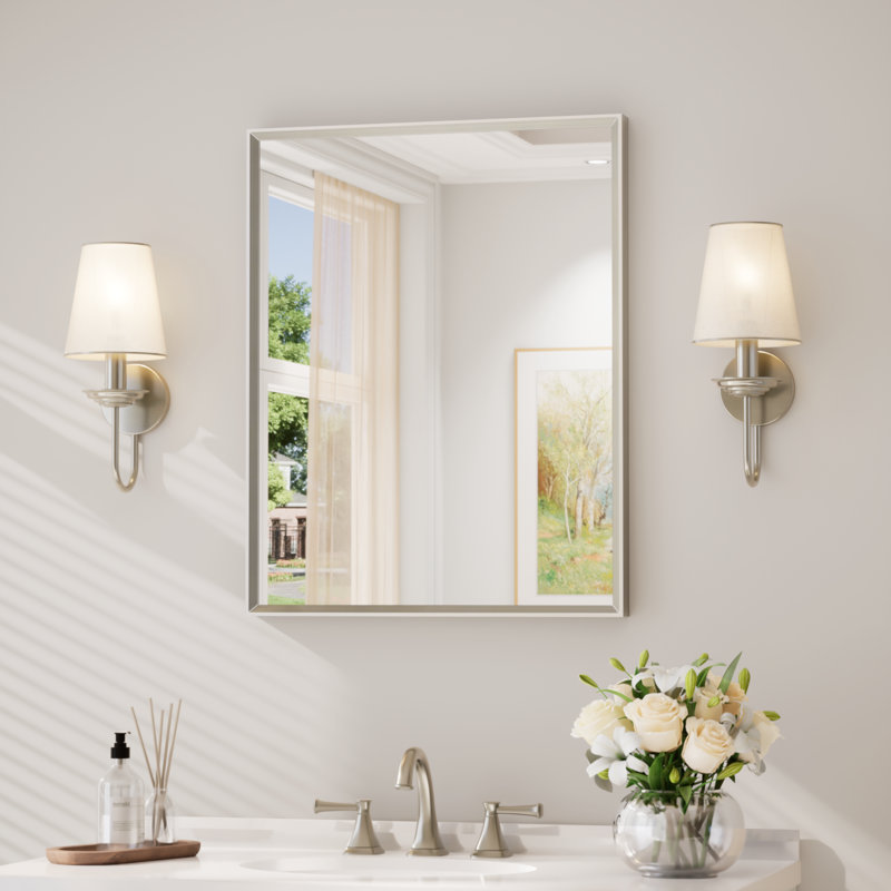 Aluminium Mirror, Rectangle, 152.4cm x 91.4cm, Brushed Nickel