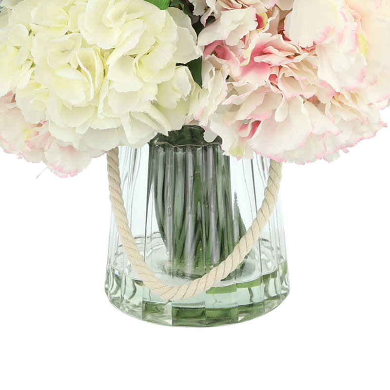 Mixed Bouquet in Ribbed Glass Vase