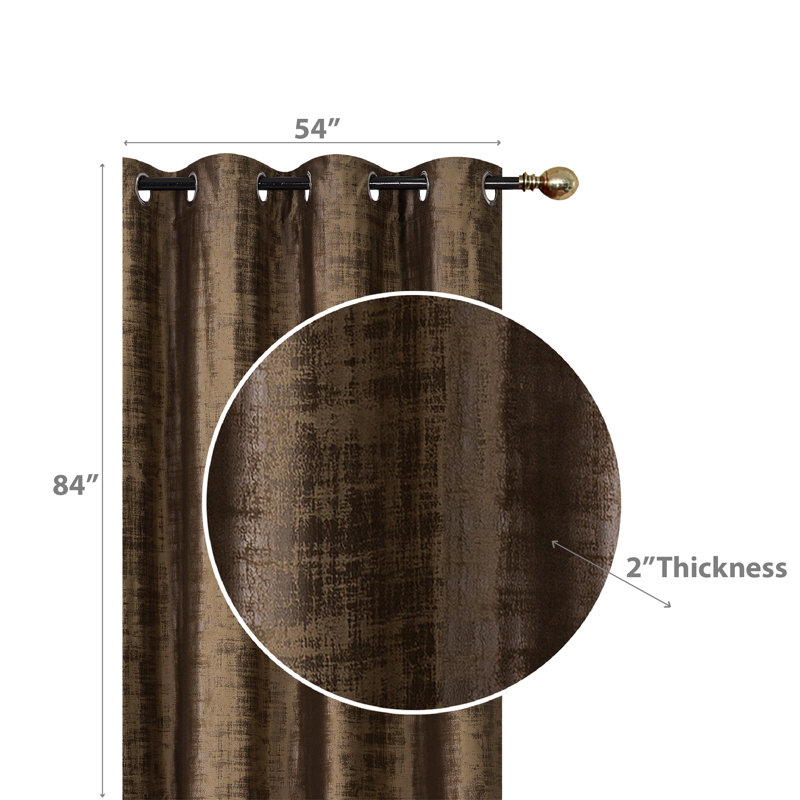 Velvet Semi Sheer Curtain Pair, 22" W x 72" L, Brown