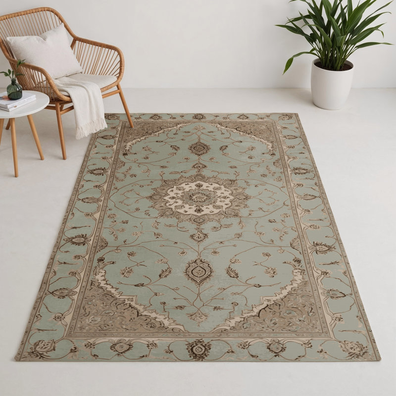 Tapis gris d'intérieur et d'extérieur Tabriz, Rectangle 5 pi x 7 pi