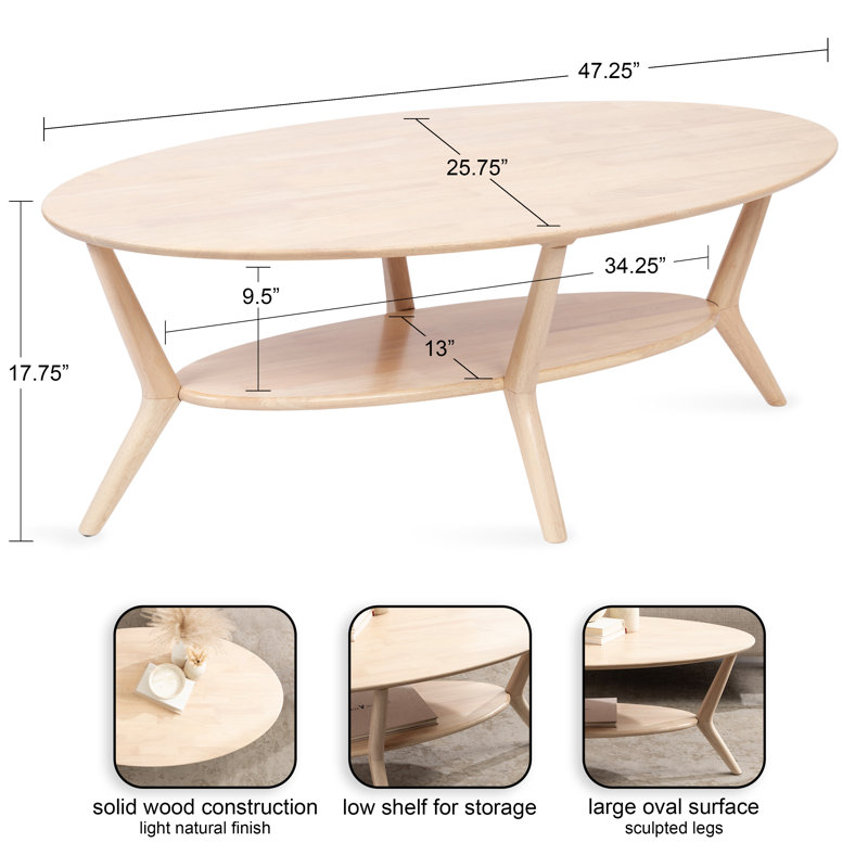 Table basse ovale pour le salon, Naturel