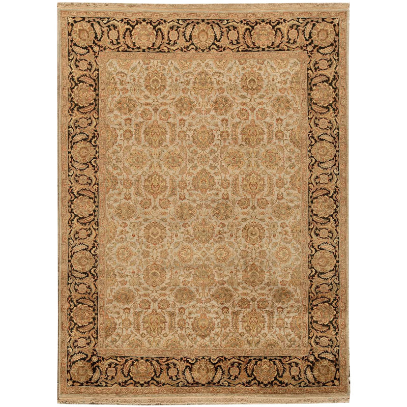 Tapis gris et noir noué à la main de haute qualité