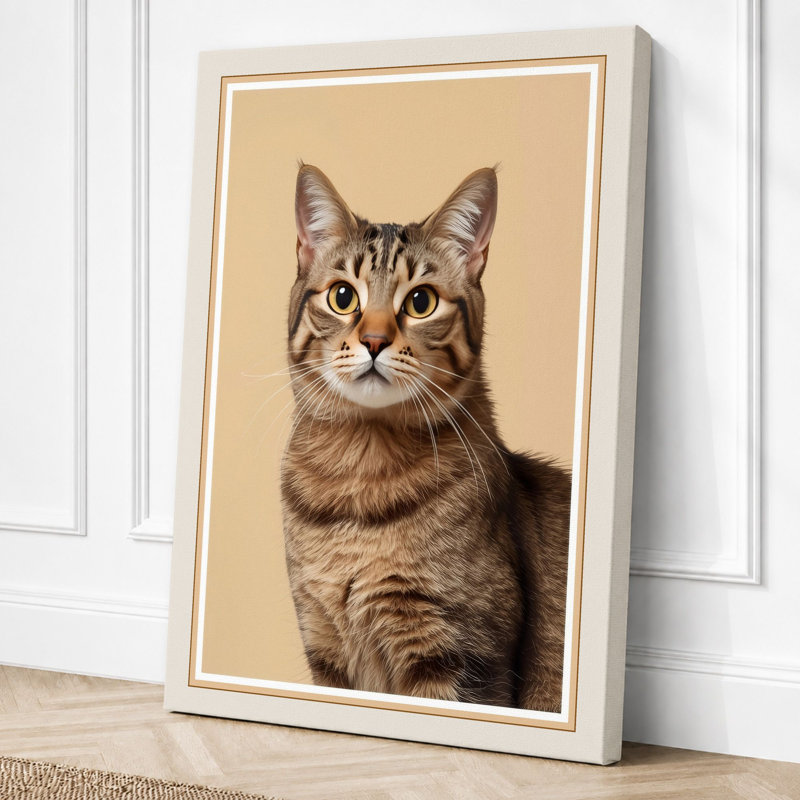 Tabby's Gaze Modern - Wrapped Canvas, 18x12 - 45.7 x 30.5 cm, Cream Border