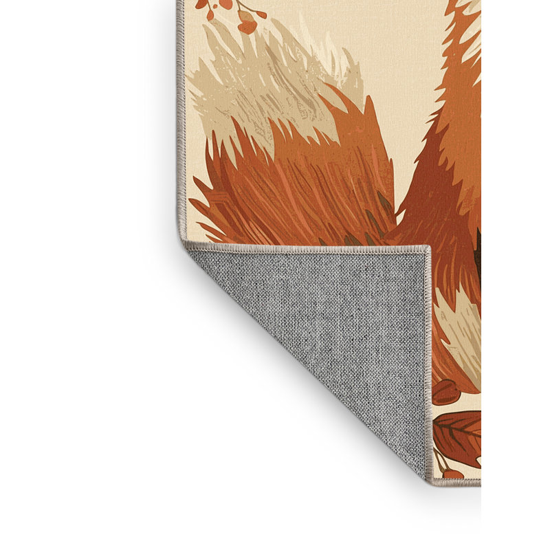 Tapis abstrait moderne et contemporain lavable à la machine Laverock Thanksgiving - beige, 4 x 6