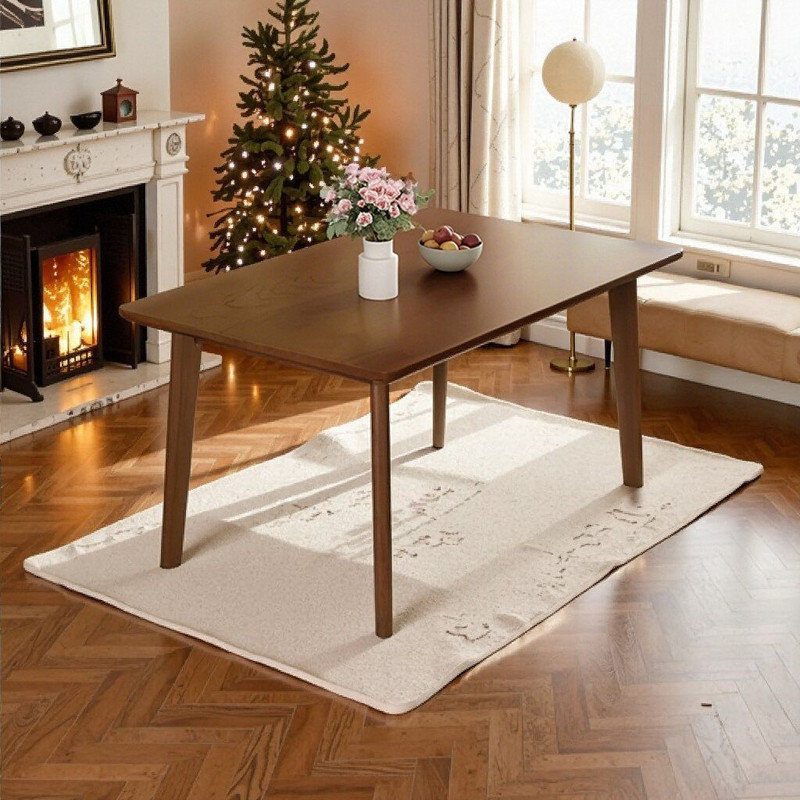 Table de salle à manger avec structure en bois massif, table multifonctionnelle L 47,24 x l 29,53 x H 30, Noyer