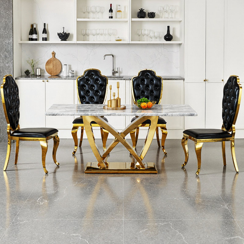 Table de salle à manger 70 po Modern Elegance, Doré, Gris