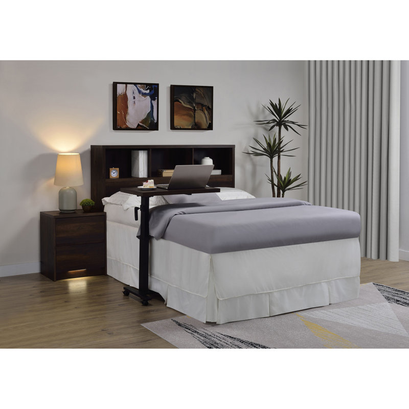 Geary Mango 49-Inch Queen Bookcase Headboard, Queen, Dark Oak