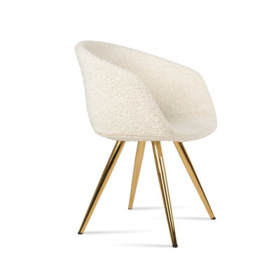 Tribeca Star Gold Arm Chair in Off White Boucle