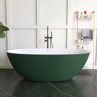 65" x 30" Freestanding Tub  Solid Surface Stone Resin Soaking Bathtub