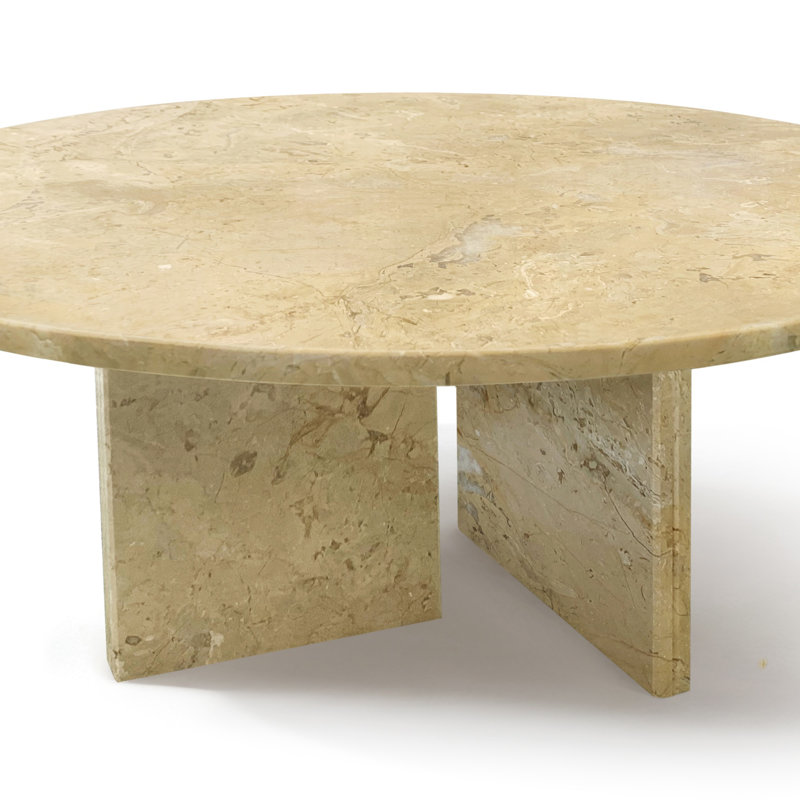 Table basse Marble Stone, 12.6" H x 27.6" W x 27.6" D, Beige, jaune