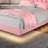 Floating Bed Frame with Smart LED Lights, Faux Leather Upholstered Platform Bed with Diamond PU Headboard-1552082498-1552082525