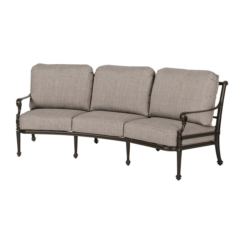 Grand Terrace Curved Sofa with Sunbrella Cushions, Vintage, Cast Ash Sunbrella® Plainweave