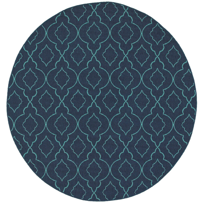 Deltana Geometric Power Loomed Indoor / Outdoor Rug, Round 7'10"