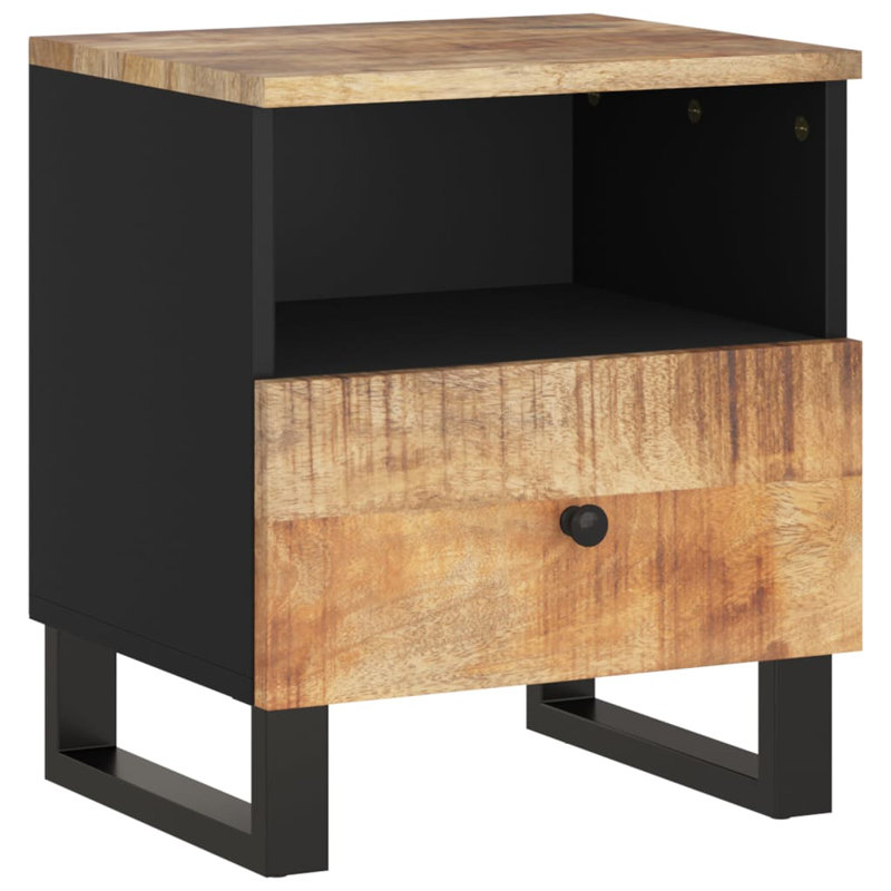 Biby 40cm W Manufactured Wood Bedside Table, Beige