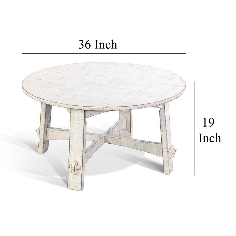 Solid Wood Single Coffee Table, White