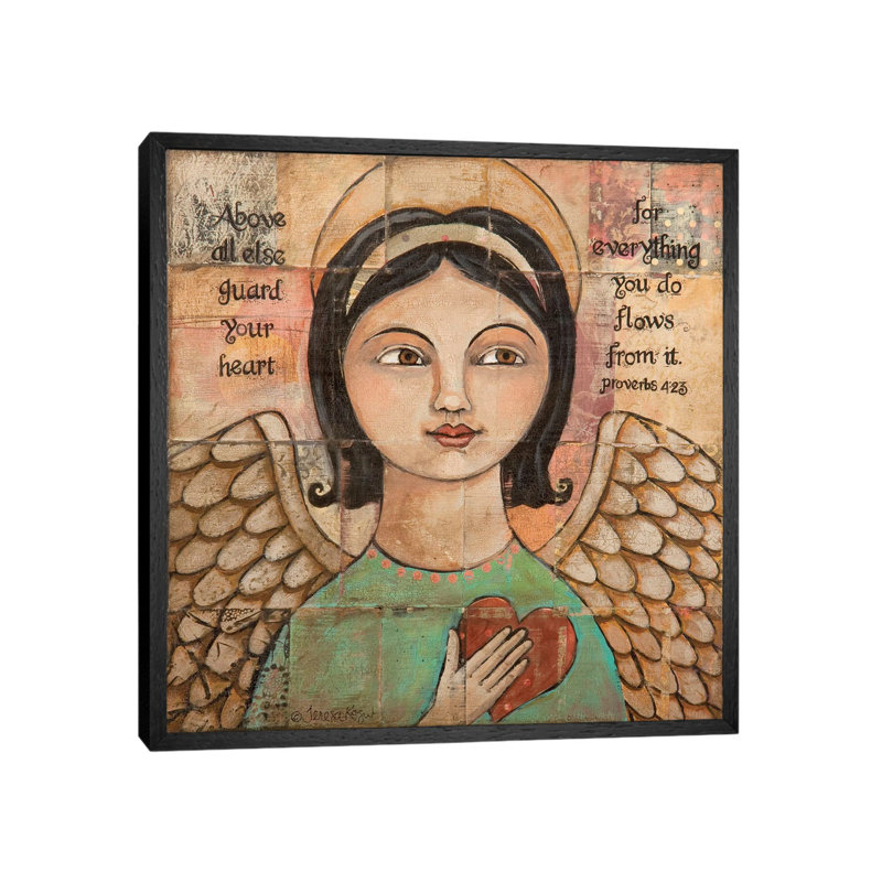 Guard Your Heart by Teresa Kogut - Painting on Canvas, Black Framed, 66.04cm H x 66.04cm W x 3.81cm D