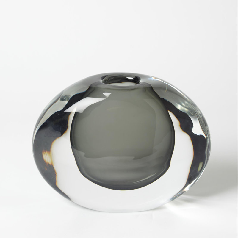 Offset Round Vase-Light Blue, Gray