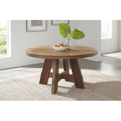 Round Wood Natural Oak Dining Table