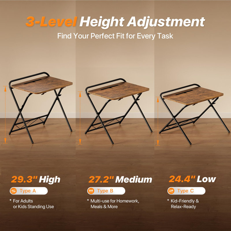 Foldable Computer Desk, Rusitc Brown/Black