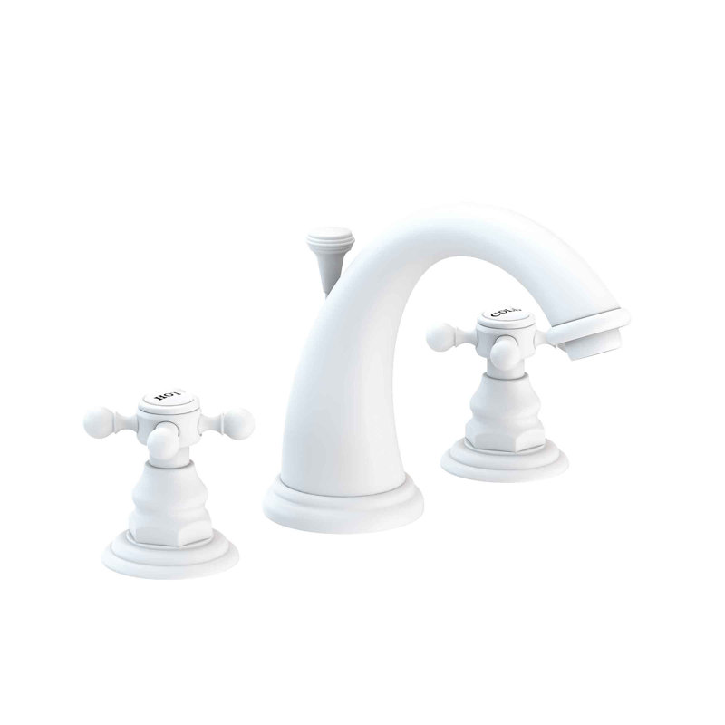Alveston Widespread Bathroom Faucet with Drain Assembly, Matte White