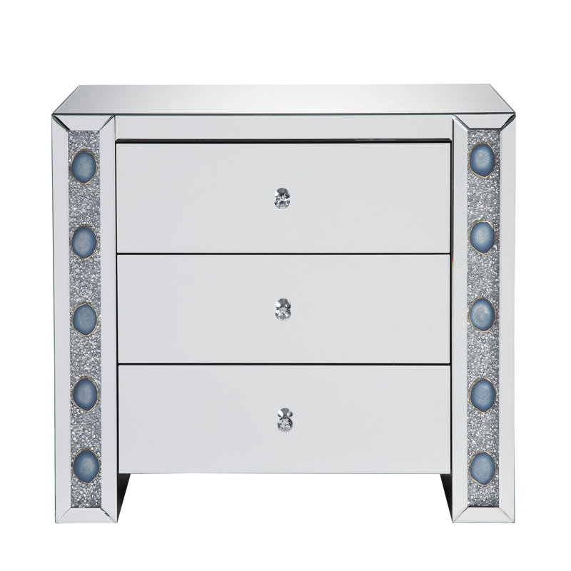 Console en faux agate avec miroir assemblé, table d'appoint 3 tiroirs, glissière en métal, base traîneau