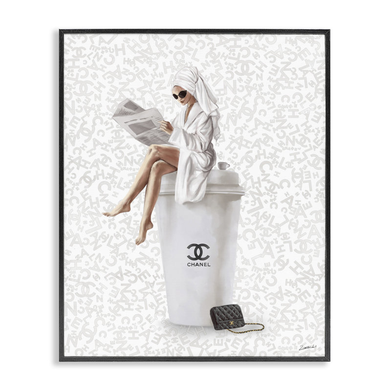 «Glam Girl», giclée par Ziwei Li, H 30 po x l 24 po, Giclée encadrée noir minuit