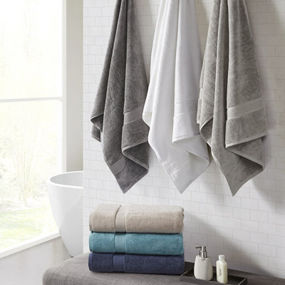 Ensemble de draps de bain 2 pièces en coton antimicrobien - fibres longues de qualité supérieure, faible peluche, durable