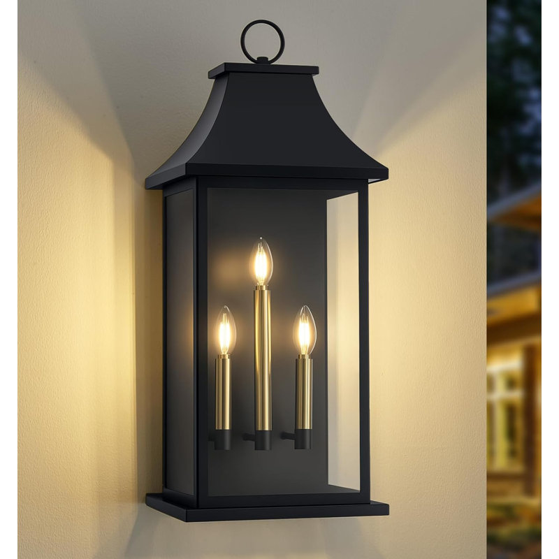 Luminaire de lanterne murale d'extérieur 3 lumières, H 27,7 po x l 11,4 po x P 9,5 po, 3 lumières
