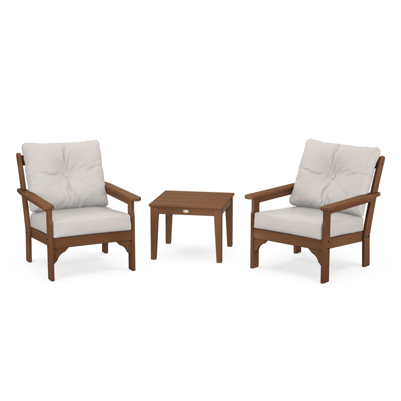 Vineyard 3-Piece Deep Seating Set, Cast Ash, Teak