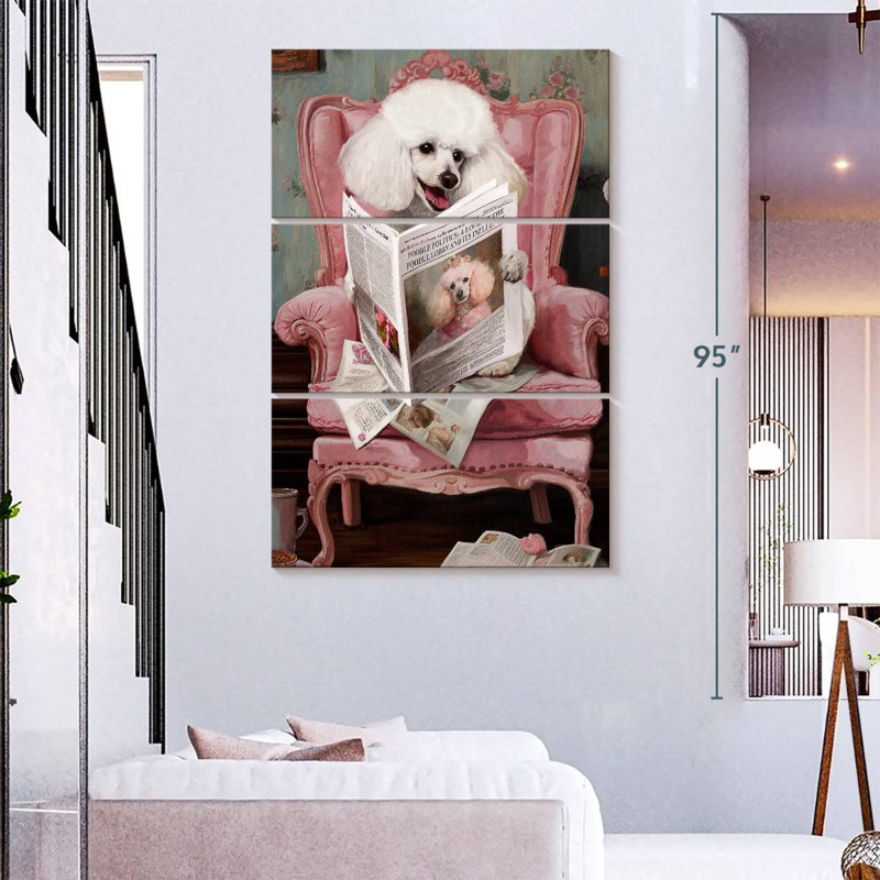 Brampt Poodle Reading News, 74" H x 48" W