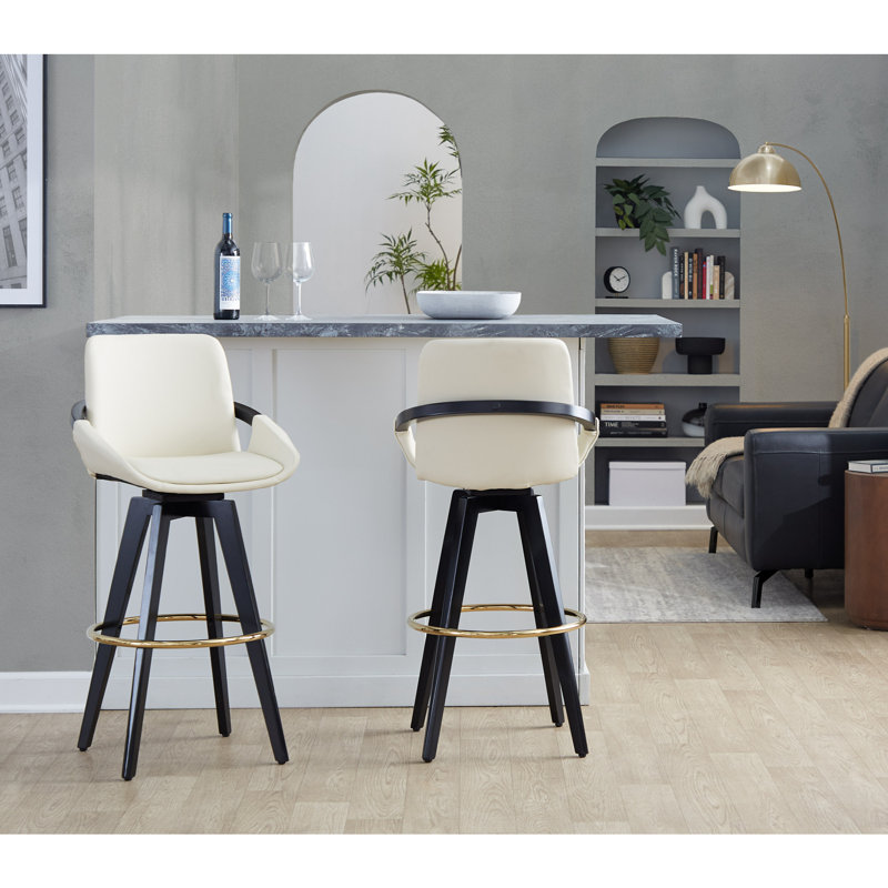 Tabouret de bar à hauteur fixe, Blanc, Noir / gris / or