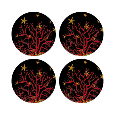 Coral Reef Vegan Leather Round Pebble Placemat
