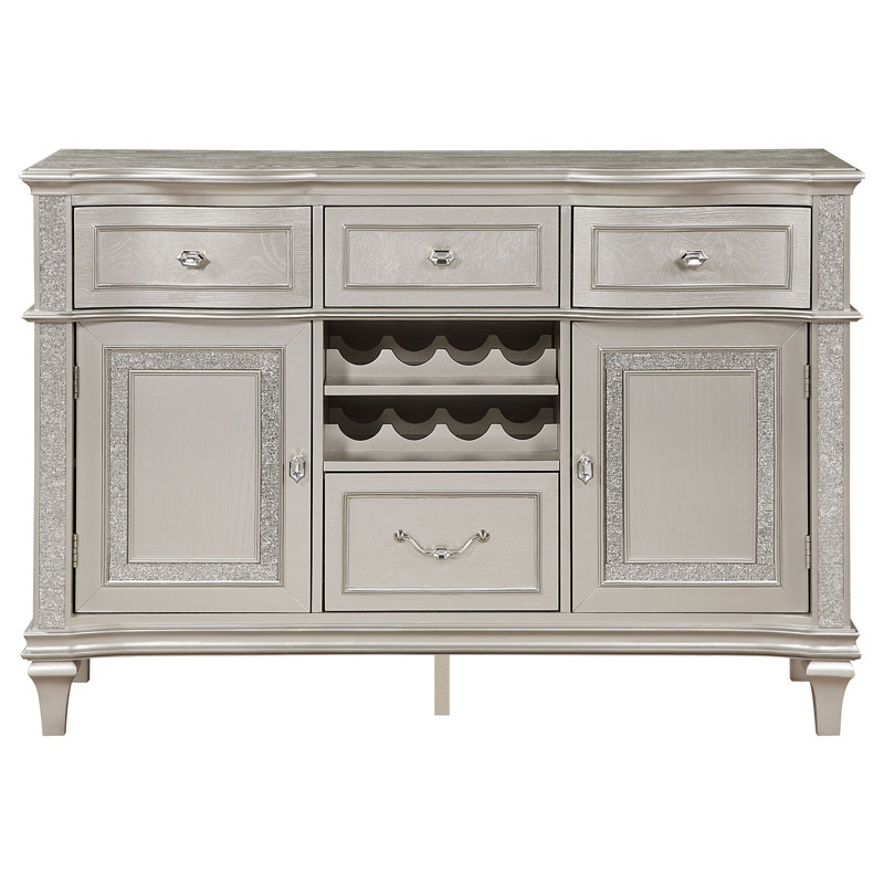 Keymari 4-drawer Sideboard Buffet Cabinet Silver Oak