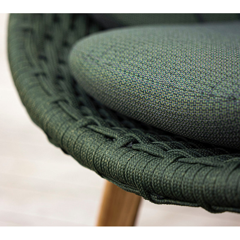 Peacock Papasan Chair with Teak Legs, Dark Green, Dark Gray