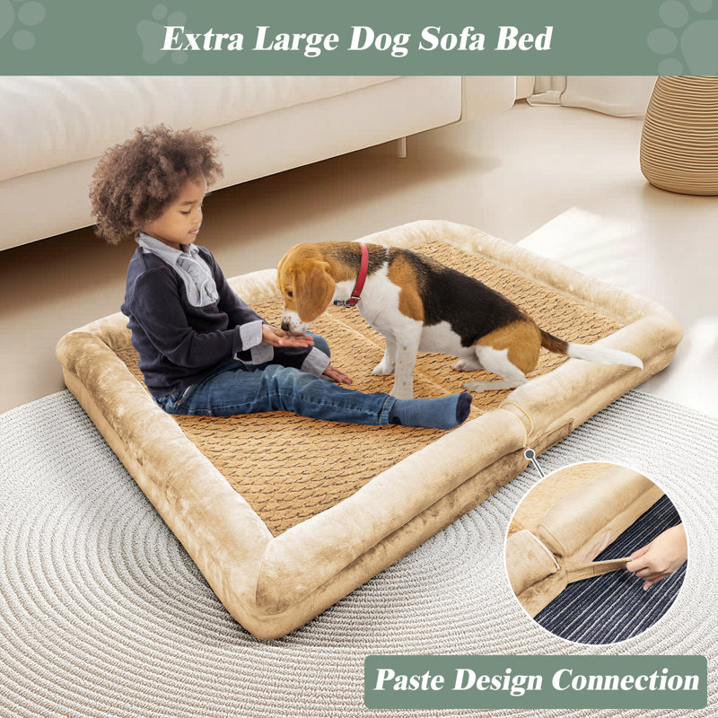 Lit pour chien apaisant pour petits chiens, L 44 po x l 31,5 po x H 6,5 po, Kaki