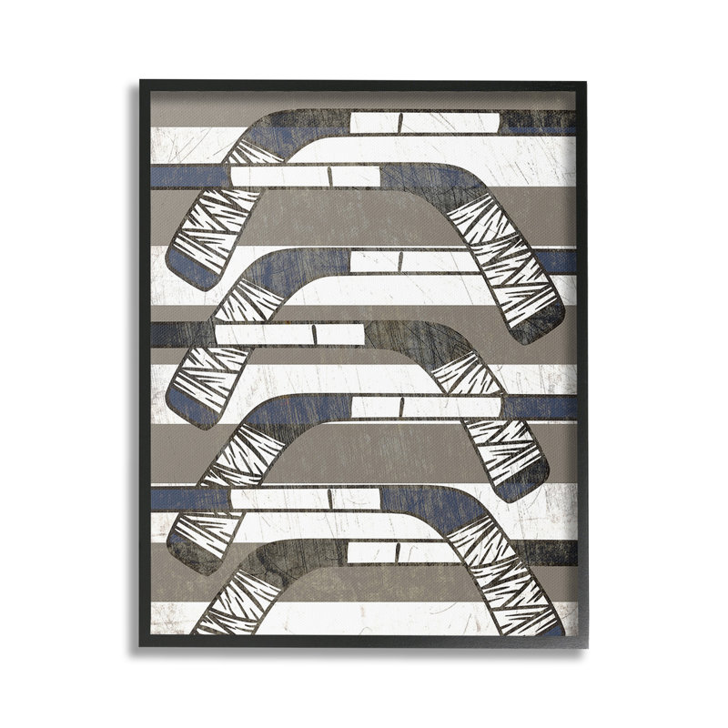 «Hockey Sticks», art mural sur toile par Lil 'Rue, Giclée encadrée noir minuit, 30" H x 24" W