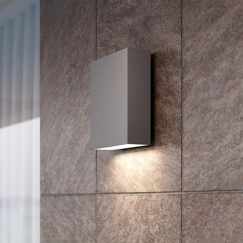 Textured Gray LED Dimmable Outdoor Wall Sconce